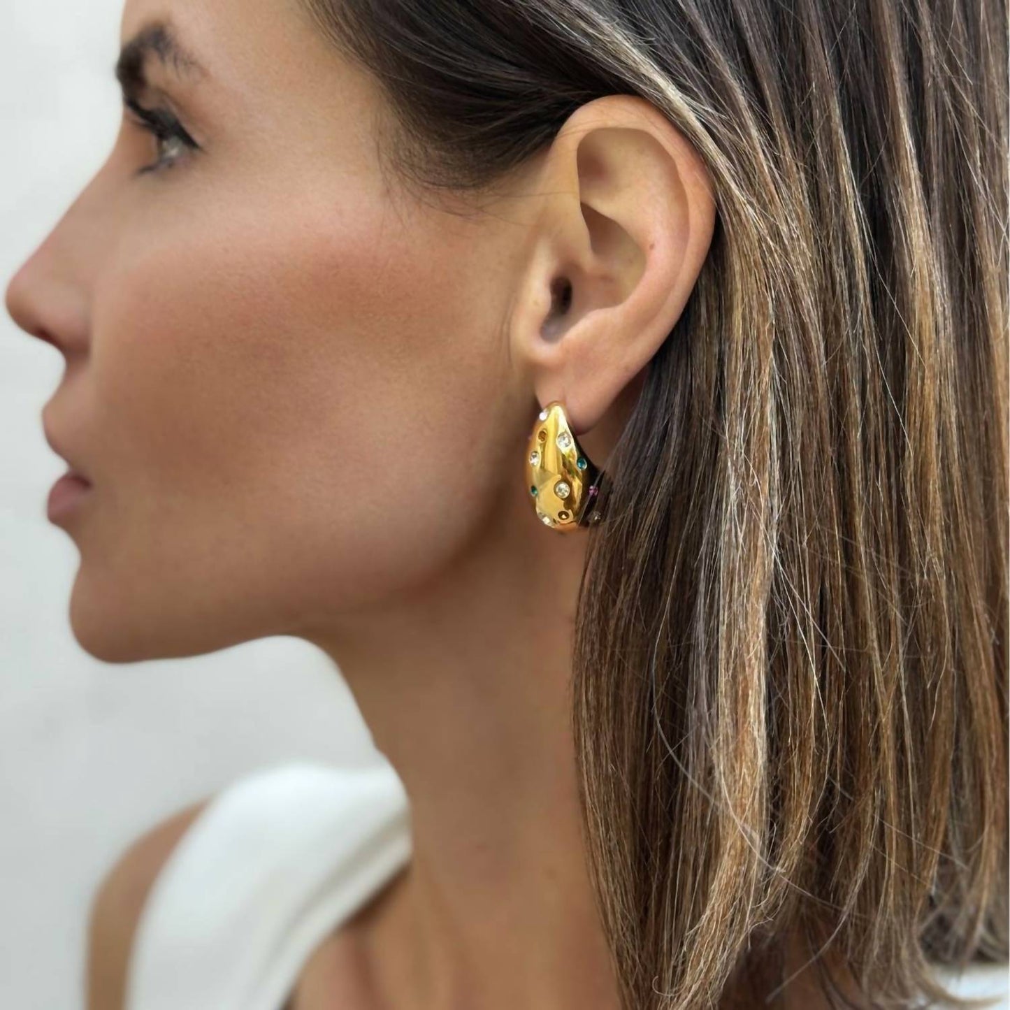 Sahira - Women's Raindrop Cz Pearl Earrings