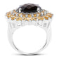 8.56 Carat Genuine Smoky Quartz & Citrine .925 Sterling Silver Ring