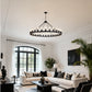 64 Inch Matte Black Wagon Wheel Chandelier With 30 Lights