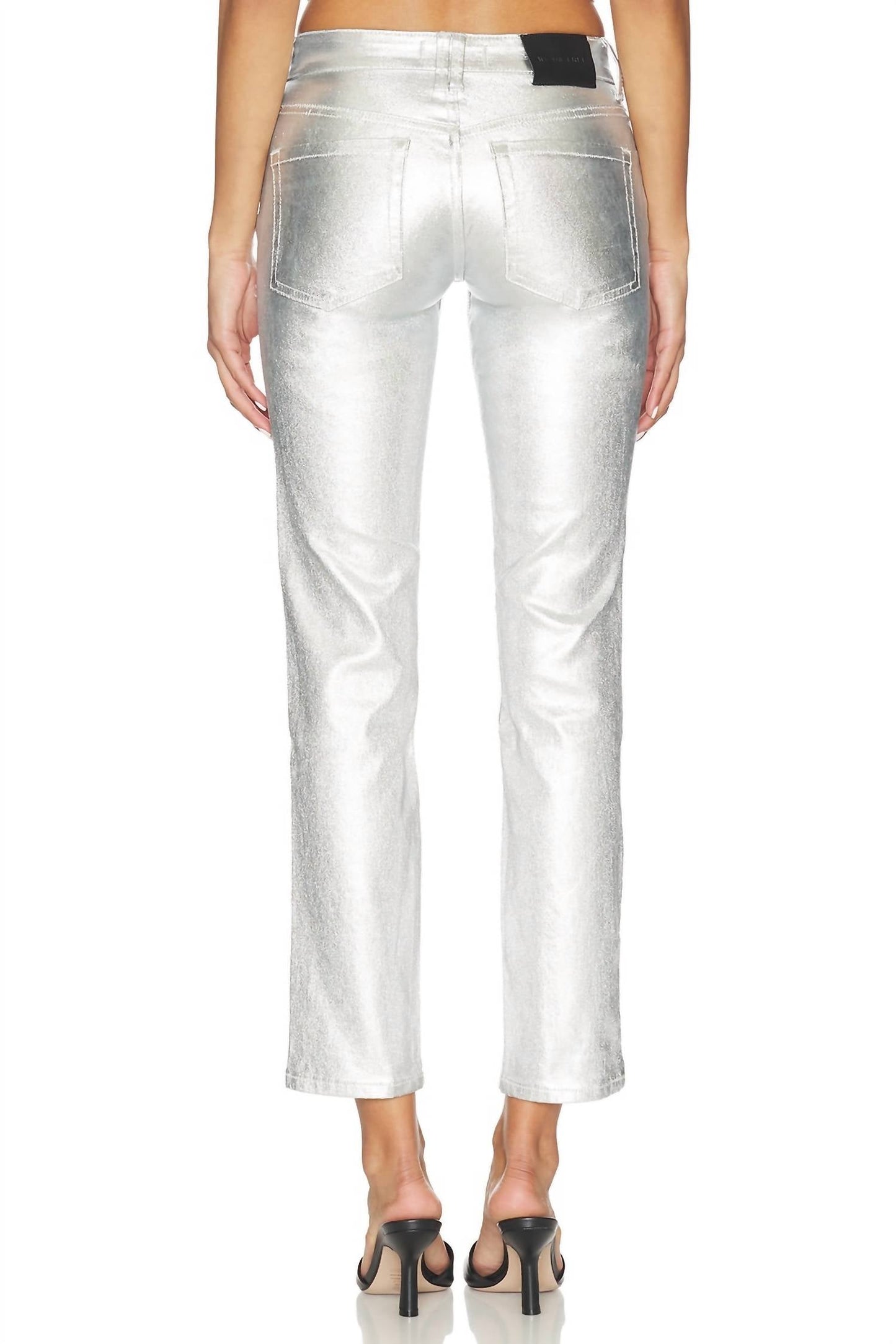 Free People - Oracle Metallic Low-rise Slim Straight Jeans