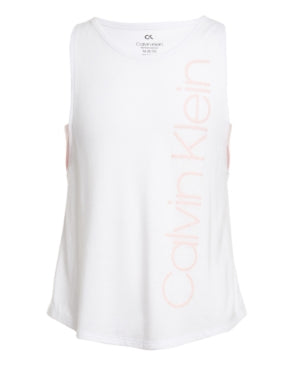 Calvin Klein Big Girl s Layered Look Logo Print Tank Top White Size 7