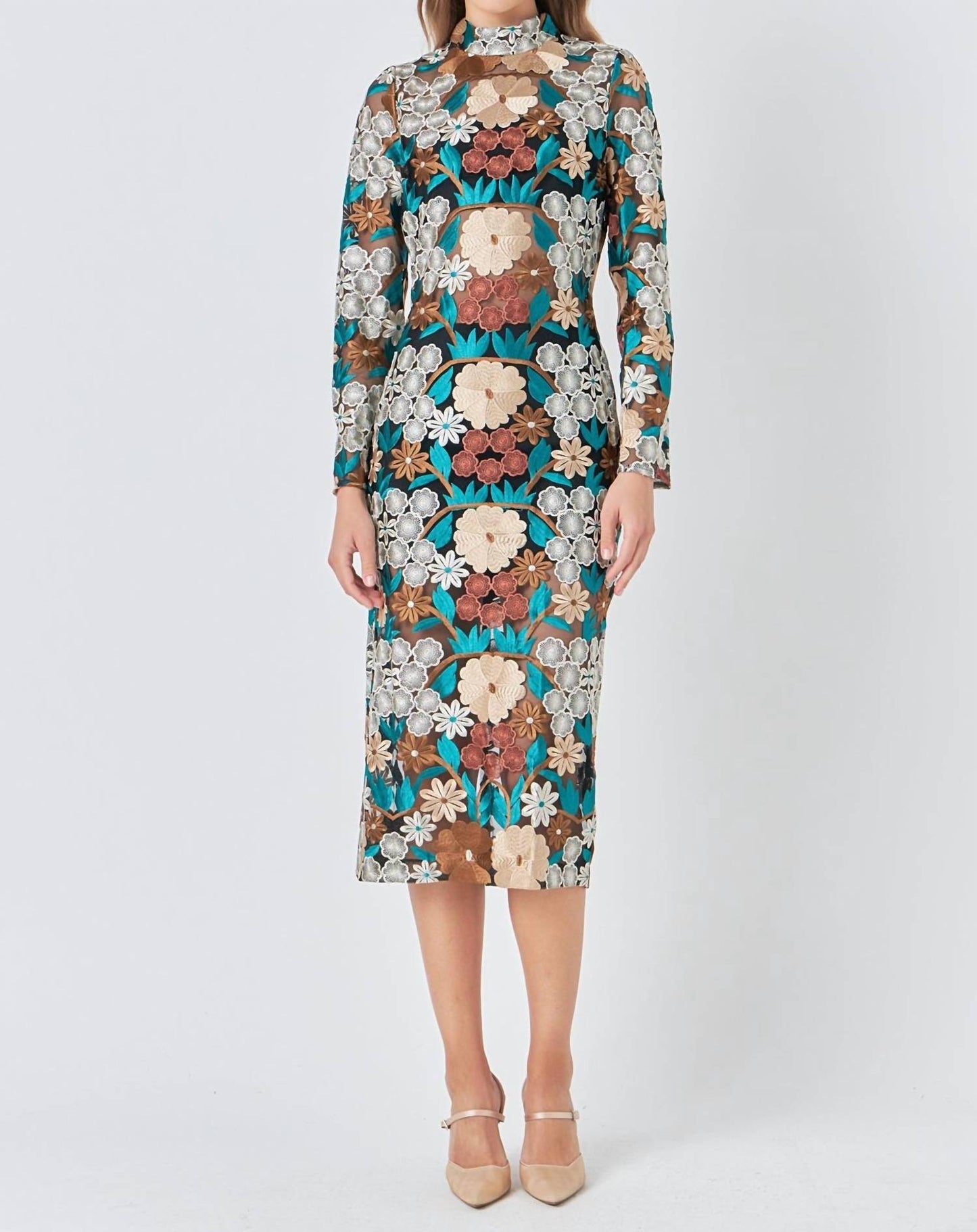 2.7 August Apparel - Floral Cut Out Midi Dress