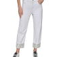 Karl Lagerfeld Paris High Rise Crystal Cuff Jeans White