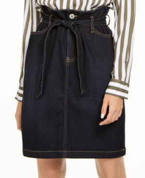 INC International Concepts Women's Paperbag Waist Denim Skirt Blue Size 2