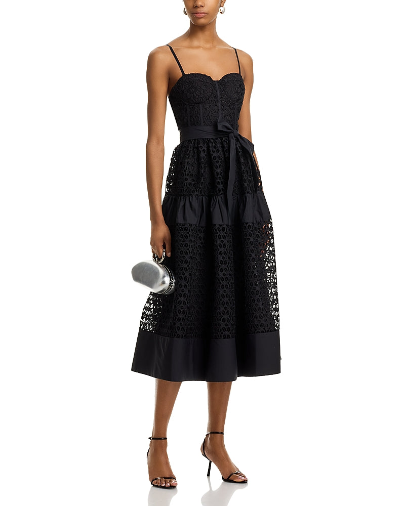 Aqua Eyelet Midi Dress