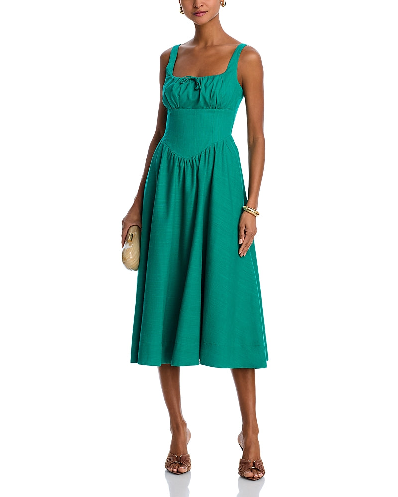 Aqua Tie Front Midi Dress