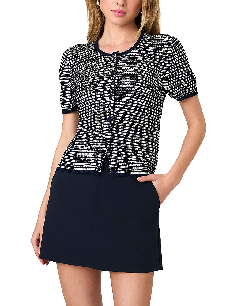 French Connection Striped Knit Cardigan with Zigzag Pattern