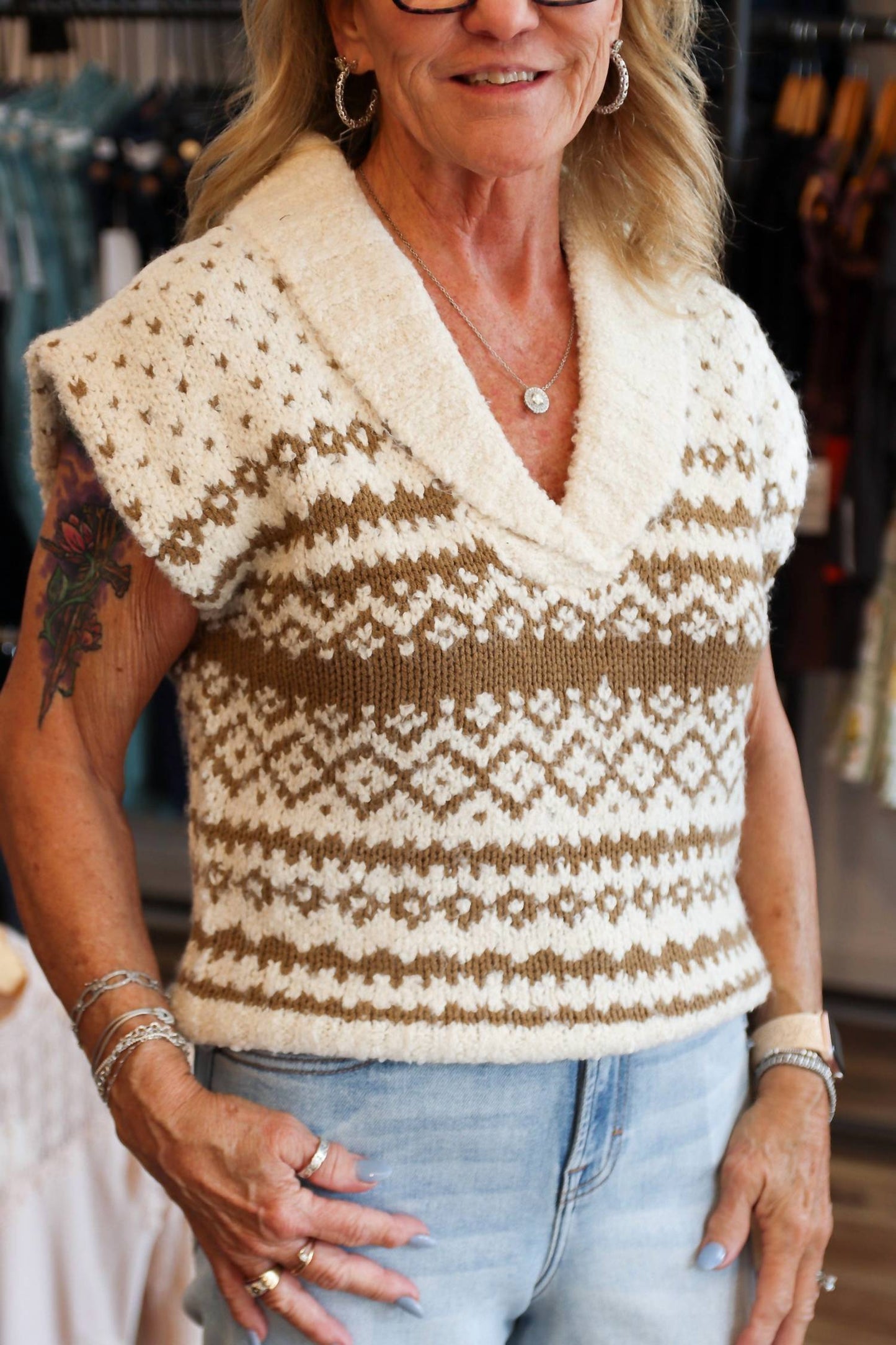 Steve Madden - Paulie Collared Sweater Vest Top