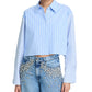 Alice and Olivia Cropped Striped Poplin Shirt