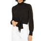 Lucy Paris Women s Mock-Neck Tie-Hem Top Black Size Small