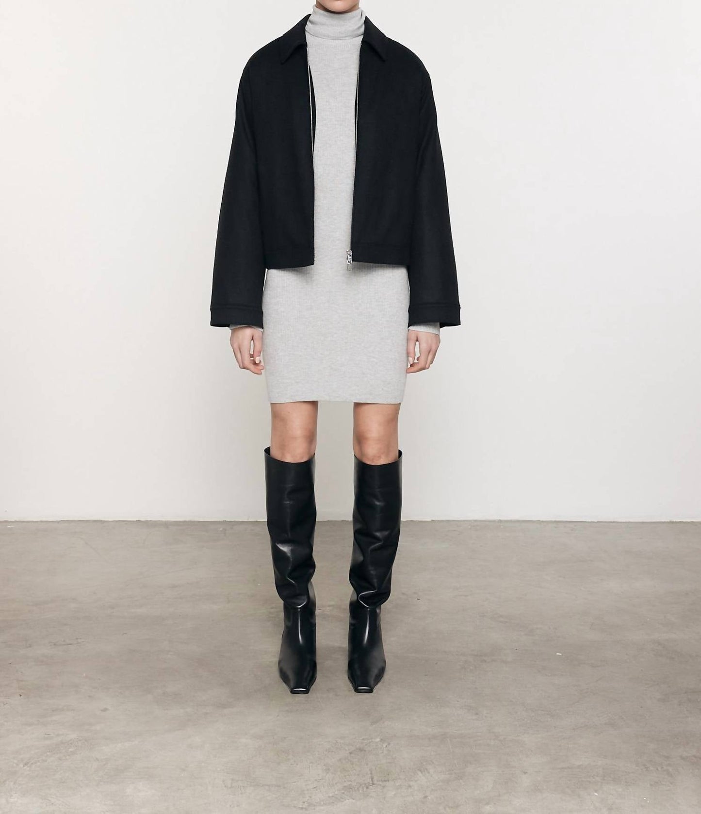 Enza Costa - SILK SWEATER RIB TURTLENECK MINI DRESS