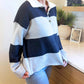 Aaron & Amber - Striped Polo Neck Sweater