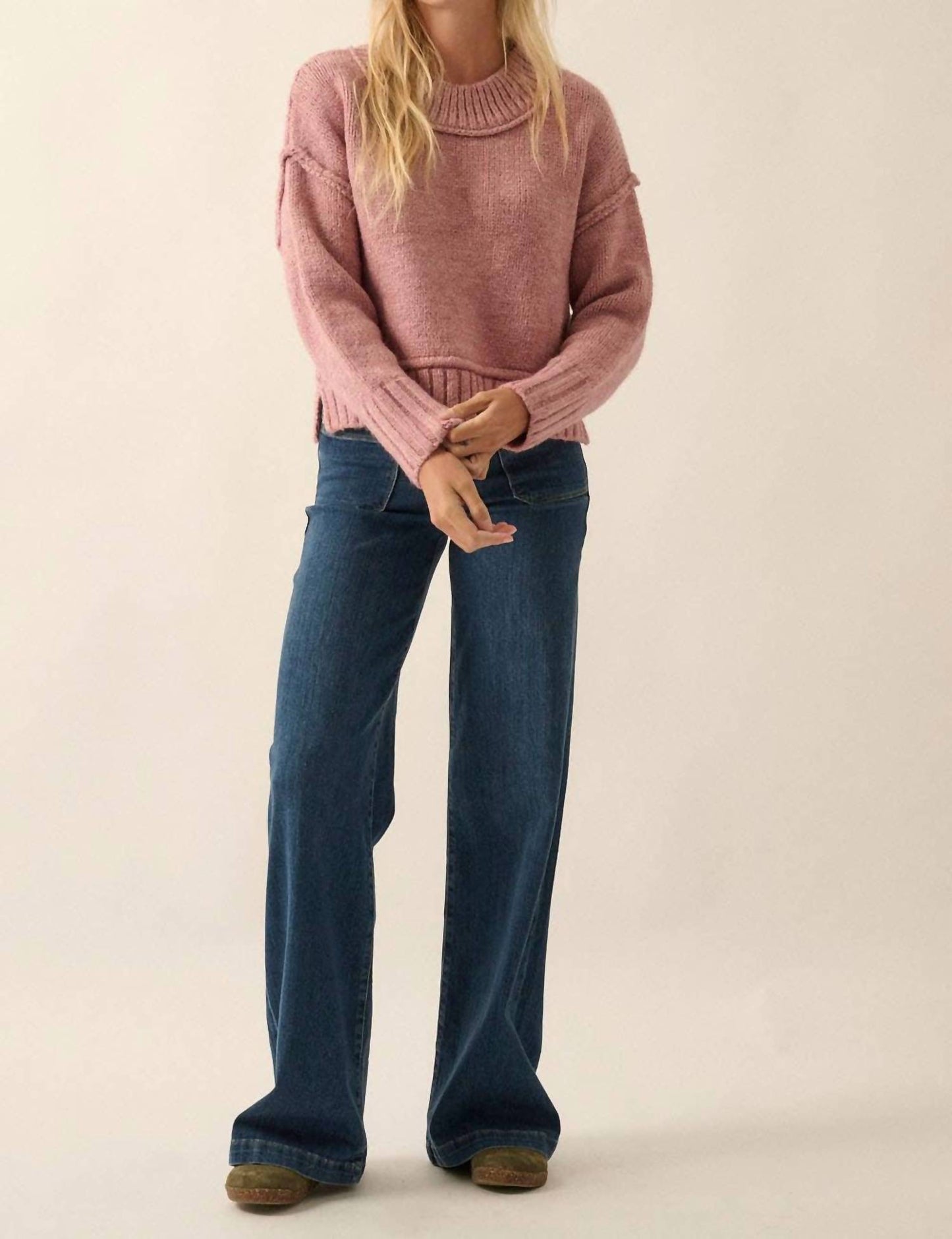 Promesa - Vana Exposed Seam Long Sleeve Sweater