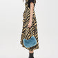 Topshop - Zebra Print Striped Pinafore V Neck Dress