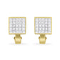14K Yellow Gold 3-1/5 Cttw Princess Cut Diamond Â¾ Square Invisible Set Grid Huggy Style Omega Back Stud Earrings (G-H Color, VS1-VS2 Clarity)