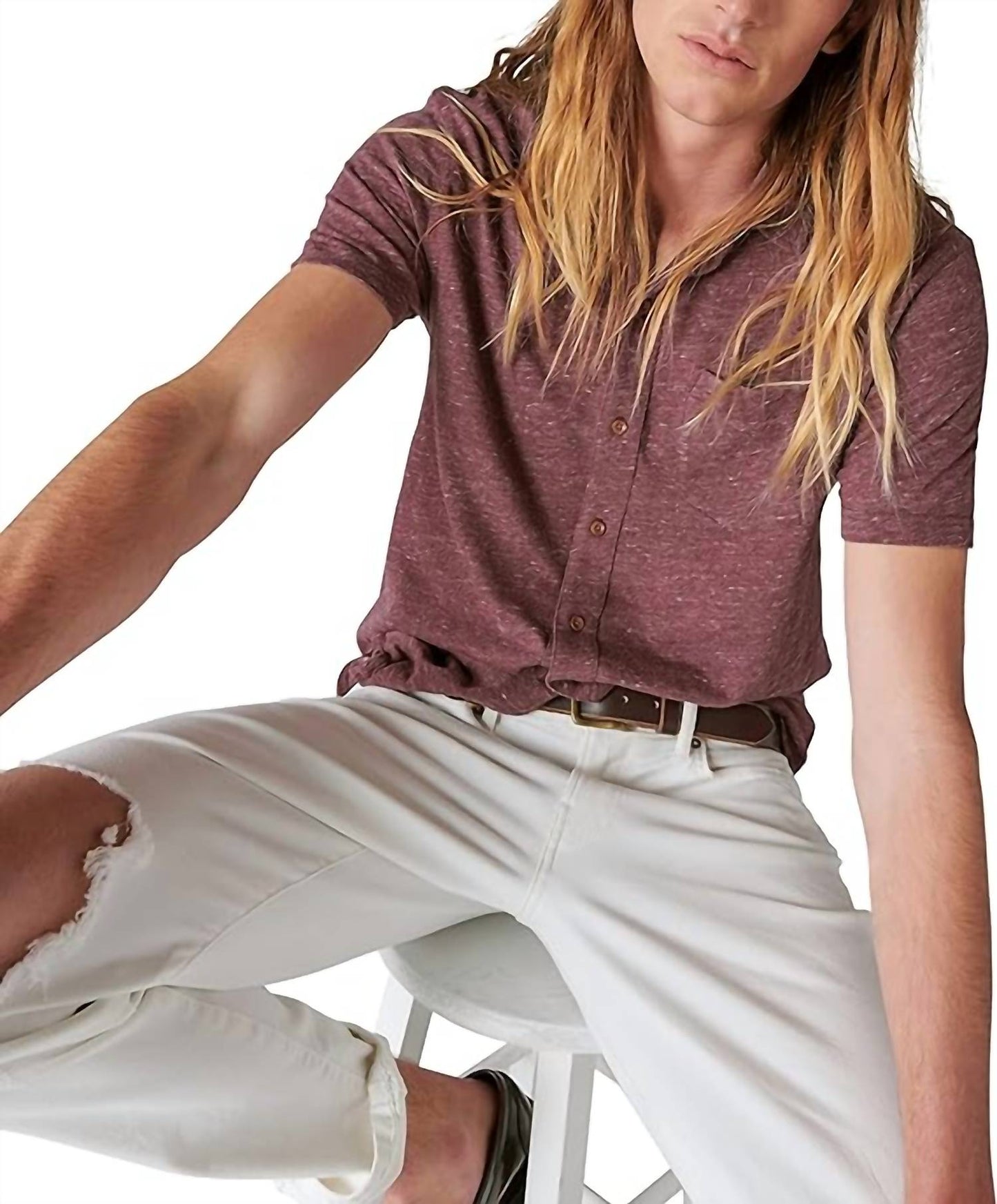 Lucky Brand - Linen Short Sleeve Button Up Shirt