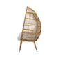 Basket Chair with Teardrop Shape and Water-Resistant Cushion - Natural
