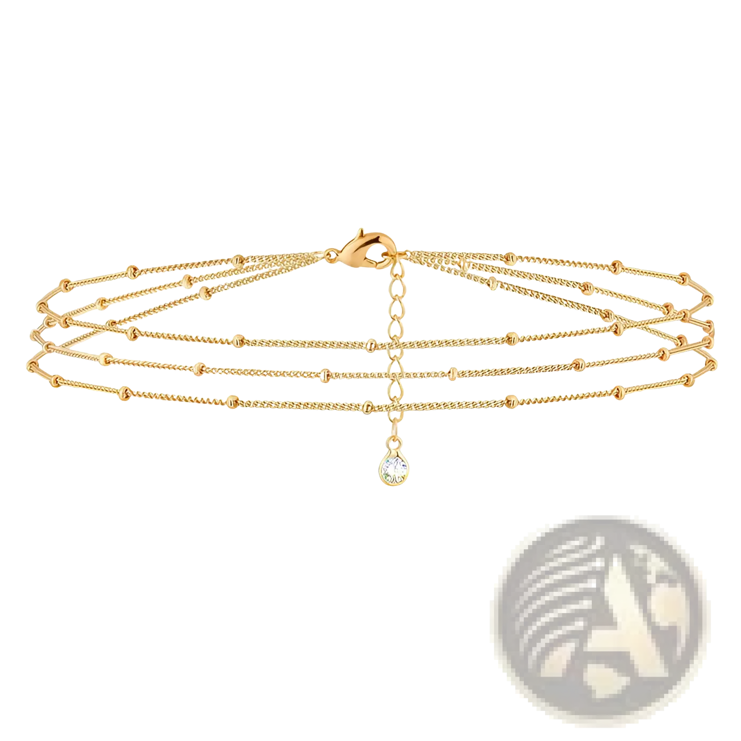 14k Gold Filled Triple Layer Beaded Chain Bracelet