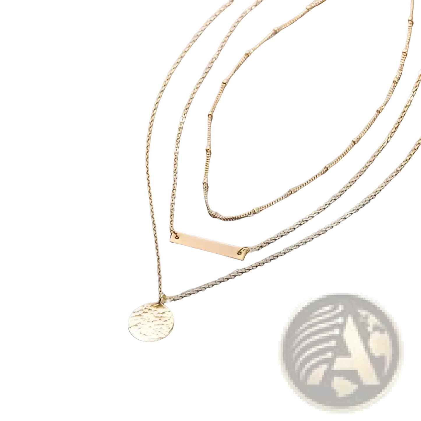 14k Gold Plated Triple Layered Bar and Coin Choker Necklace