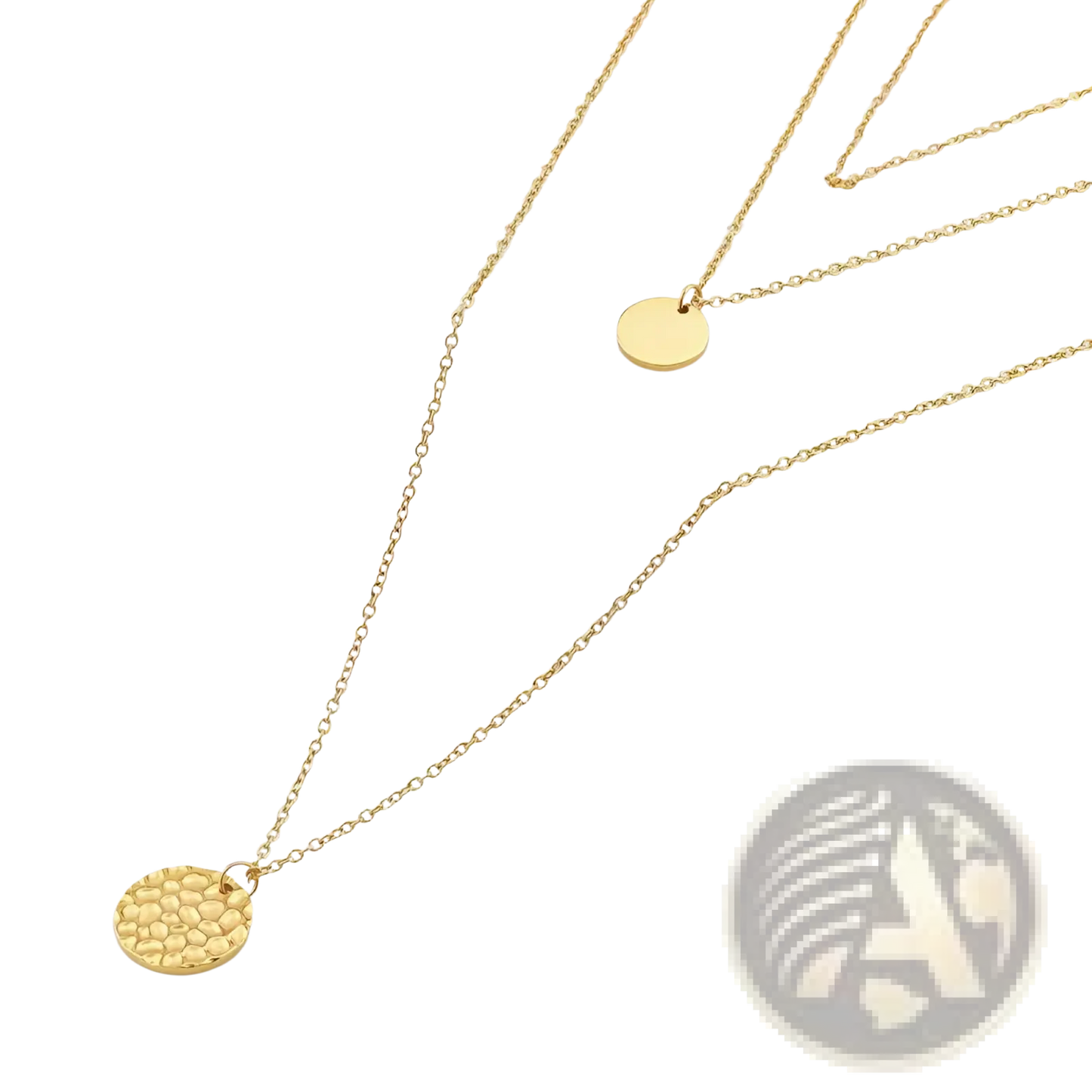 14k Gold Plated Triple Layered Coin and Bar Necklace