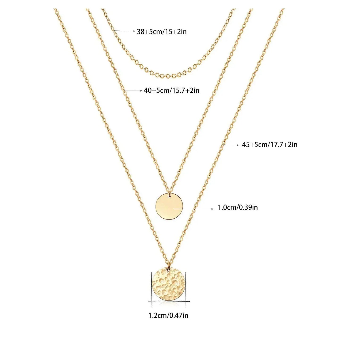 14k Gold Plated Triple Layered Coin and Bar Necklace