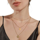 14k Gold Plated Triple Layered Coin and Bar Necklace