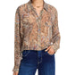LAGENCE Cosette Brown Blue Valencia Leopard Button Down Shirt