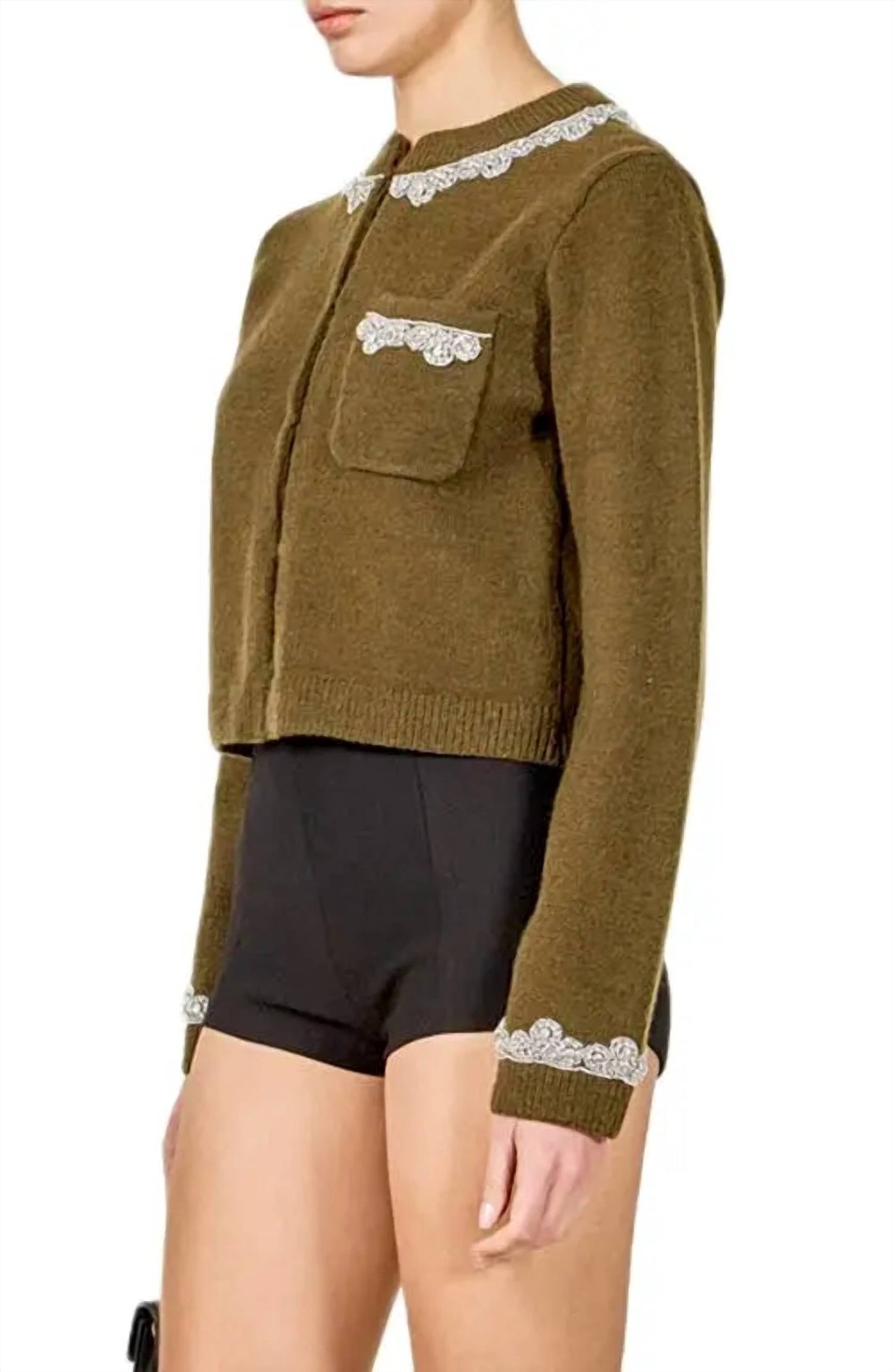 2.7 August Apparel - Jewel Embellished Cardigan