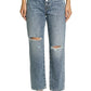 Pistola Charlie High Waist Shredded Straight Leg Jeans in Pulse - Destructed, Size 28