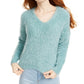 Freshman Juniors  Fuzzy V-Neck Sweater Aqua Size Medium