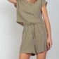 Trendsi - Very J Woven Cropped Top & Waist Tie Shorts Set