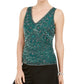 28th & Park Women s Beaded Embroidered Top Green