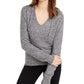 ALMOST FAMOUS Womens Gray Heather Long Sleeve V Neck Hoodie Sweater Size: S