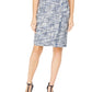 Calvin Klein Womens Tweed Knee Pencil Skirt Blue 14