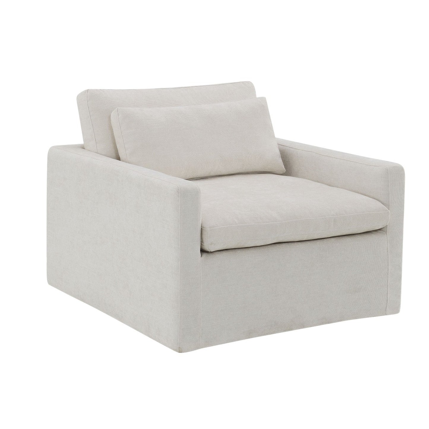 Frederick Ivory Fabric Swivel Chair with Pillow
