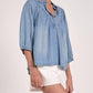 Elan - V-neck Bubble Sleeve Top