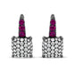 Black Rhodium Plated 18K White Gold 7/8 Cttw Round Diamond and Graduated Red Ruby Drop Earrings (F-G Color, VS1-VS2 Clarity)