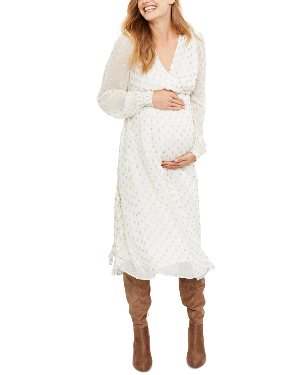 jessica-simpson-maternity-v-neck-midi-dress