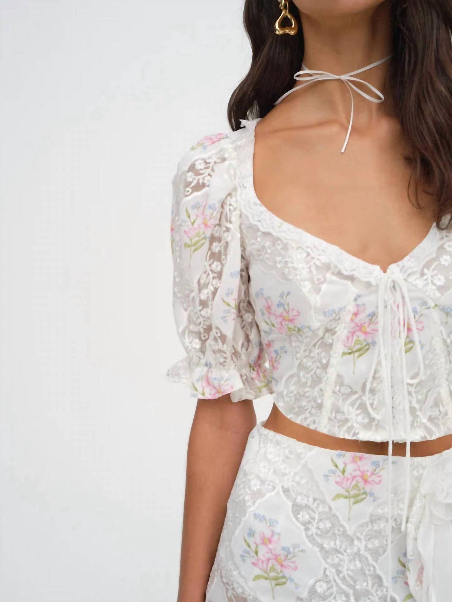 For Love & Lemons - Diana Patchwork Floral Top