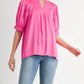Jodifl - Short Sleeve V Neck Pleated Top