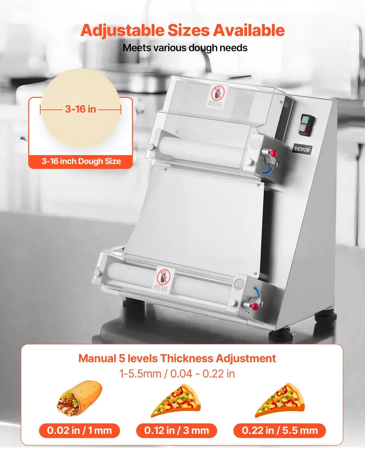 16 Inch Pizza Dough Roller Commercial 390w Sheeter