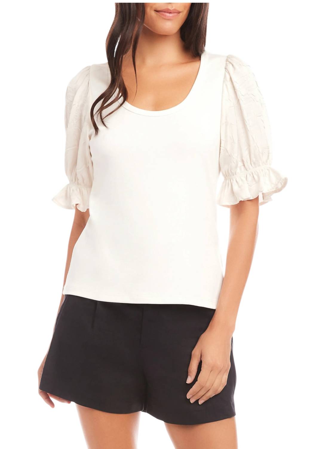 Fifteen Twenty - Tamra Contrast Poof Sleeve Top