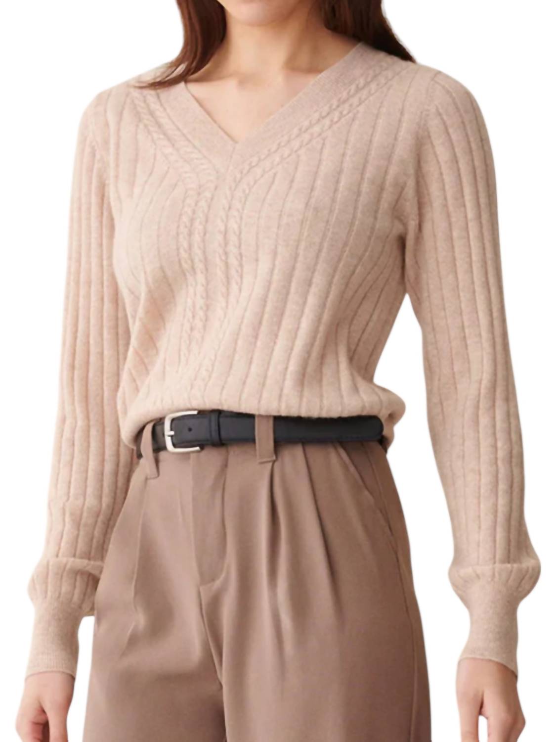 &Isla - Luna Cable Rib V-neck Top