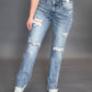 Judy Blue - Sandra Destroyed Mid Rise Straight Leg Jeans