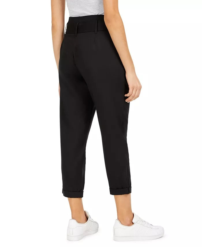 Indigo Rein Juniors' High-Rise Paperbag Pants Black Size X-Small