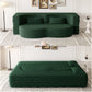 Modern Floor Sofa With Two Pillows Convertible Teddy Fabric Foam Filled Bed