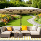 Extra Large Outdoor Umbrella with Fringe and Crank Handle