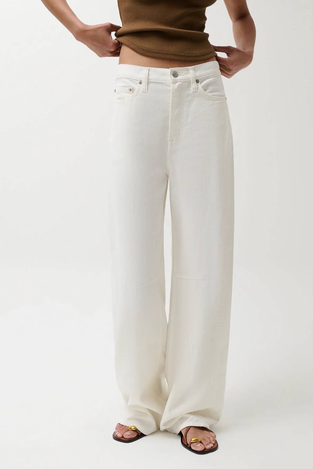 Pistola - Sydney High Rise Linen Bowed Wide Leg Jeans