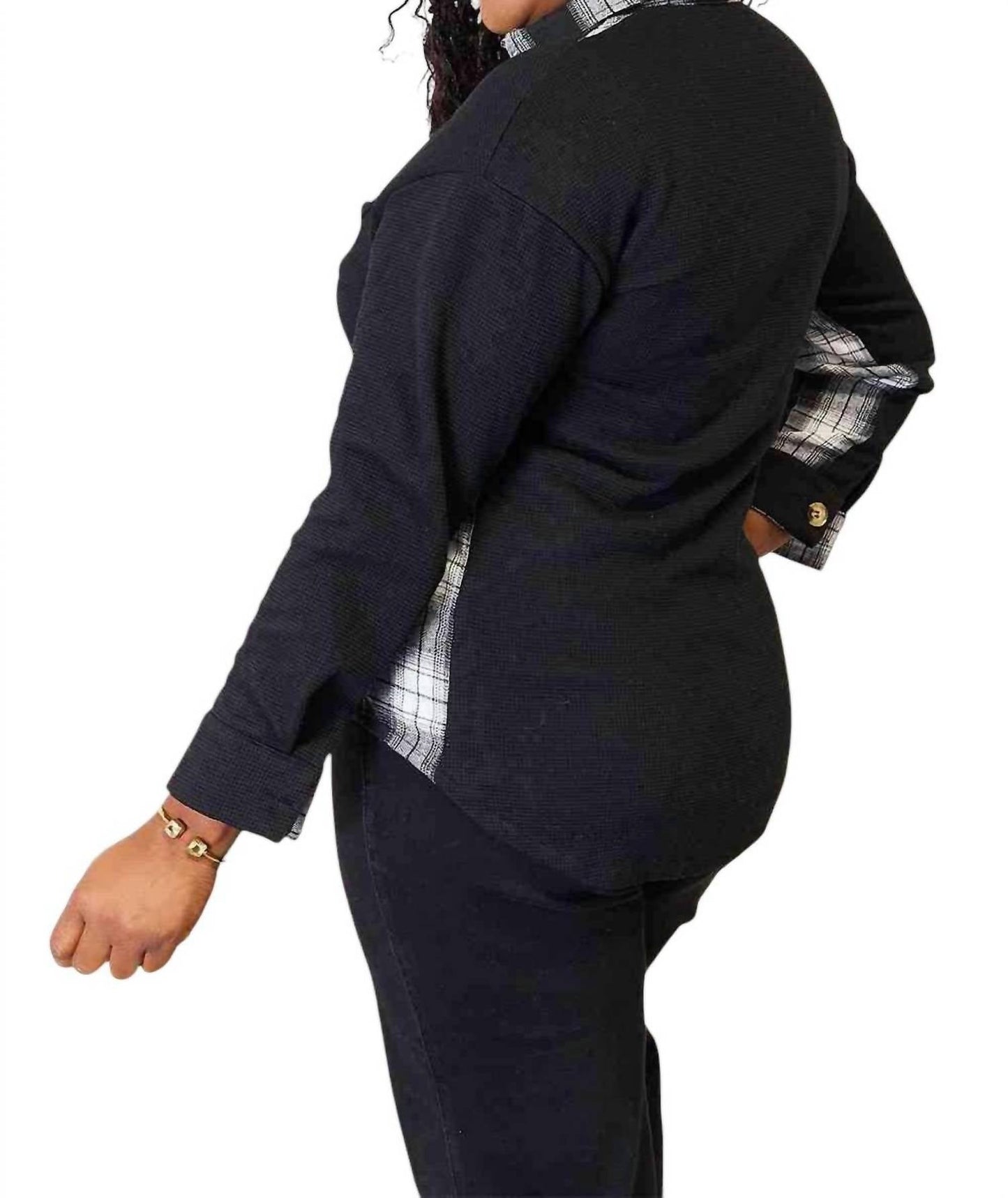 Double Take - Chic Plaid Drop Shoulder Jacket