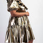 The Curve La - Plus Size Faux Leather Tiered Puff Sleeve Short Dress